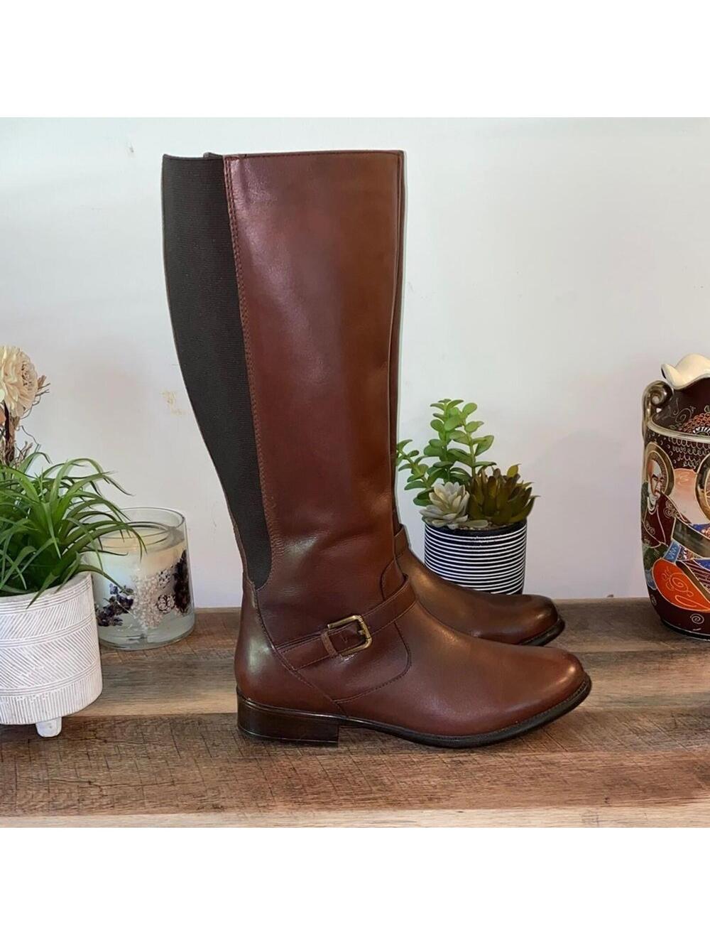 Clarks Plaza Pilot Tall Riding Boots Just Below the Knee Size 11